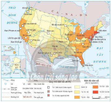 Phân bố dân cư và một số đô thị ở Hoa Kỳ, năm 2020