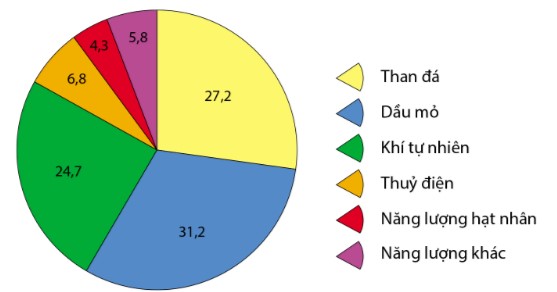 Cơ cấu sử dụng năng lượng của thế giới năm 2020 (%)